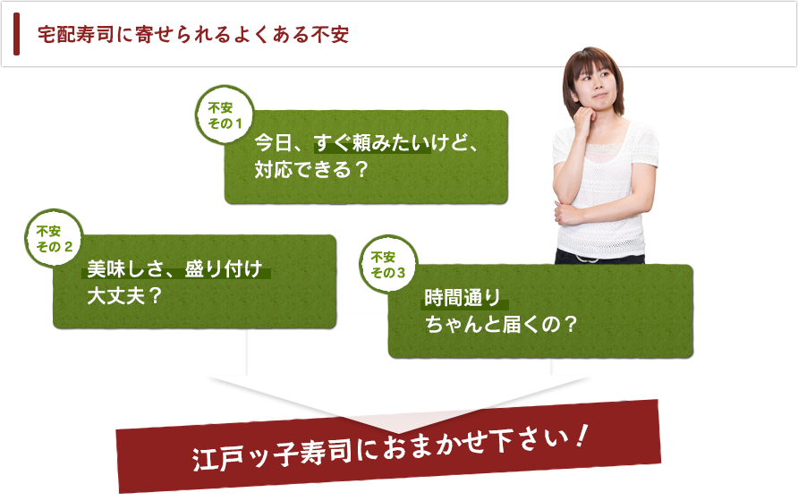 宅配寿司に寄せられる不安